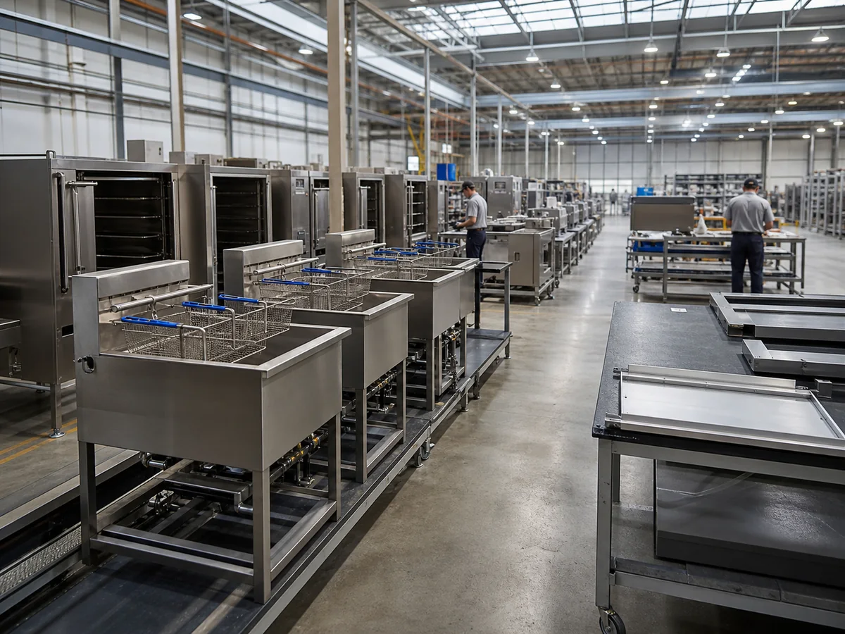 Commercial kitchen equipment prepared for export handover