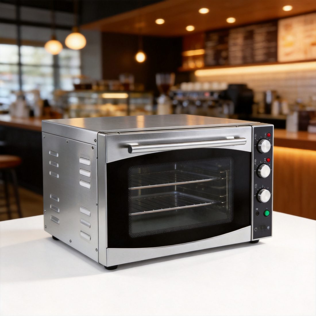 Commercial Double Deck Convection Oven 2.5kW 0-350°C with 2 Baking Trays