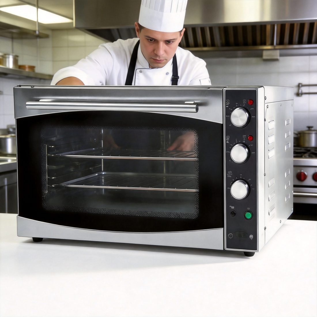 Commercial Double Deck Convection Oven 2.5kW 0-350°C with 2 Baking Trays